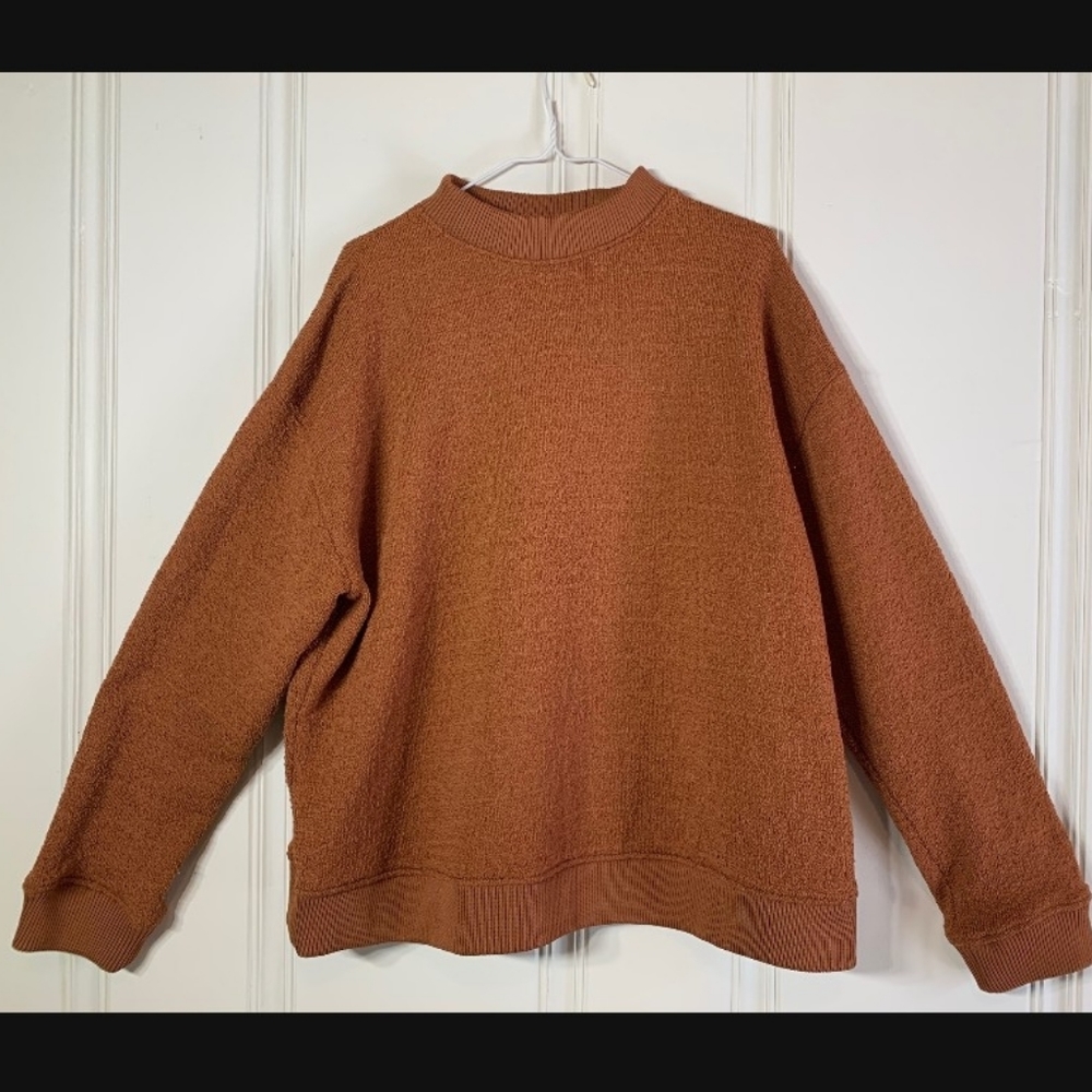 Zara Rust Orange Textured Sweater Crewneck